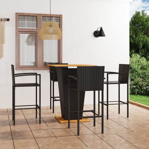 vidaXL 5-tlg. Gartenbar-Set Schwarz