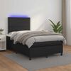 vidaXL Boxspringbett mit Matratze & LED Schwarz 120x190 cm Kunstleder