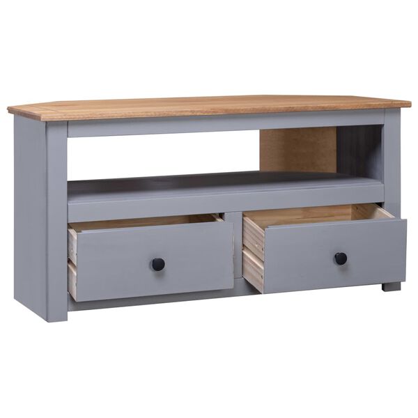 vidaXL TV-Eckschrank Grau 93 x 49 x 49 cm Massivholz Panama-Kiefer