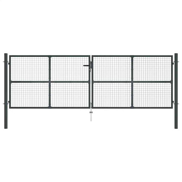 vidaXL Maschen-Gartentor verzinkter Stahl 400 x 125 cm Grau