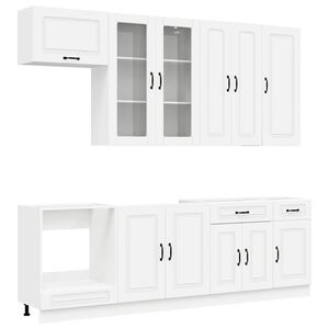vidaXL K&uuml;cheneinheit KALMAR 8 stk. Wei&szlig; Holzwerkstoff