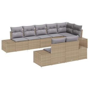 vidaXL Gartensofa-set 8 pcs Beige und Hellgrau Poly Rattan