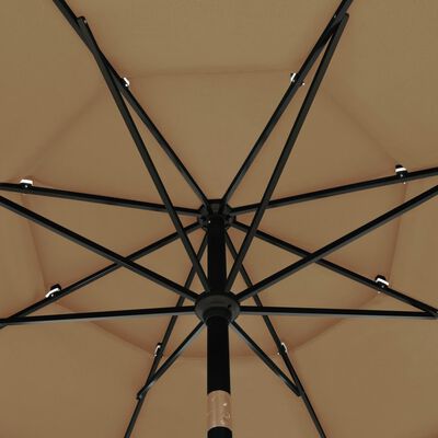 vidaXL Sonnenschirm mit Aluminium-Mast 3-lagig Taupe 3,5 m