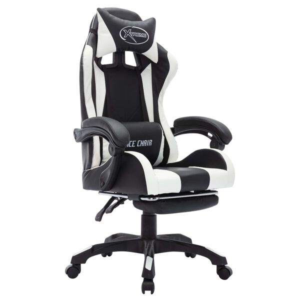 vidaXL Gaming-Stuhl mit RGB LED-Leuchten Wei&szlig; und Schwarz Kunstleder