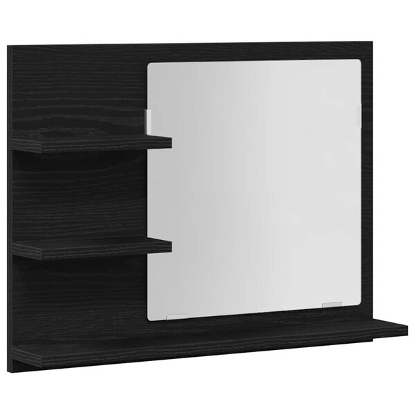 vidaXL Badspiegel Schwarz Eichen-Optik 60x10,5x45 cm Holzwerkstoff