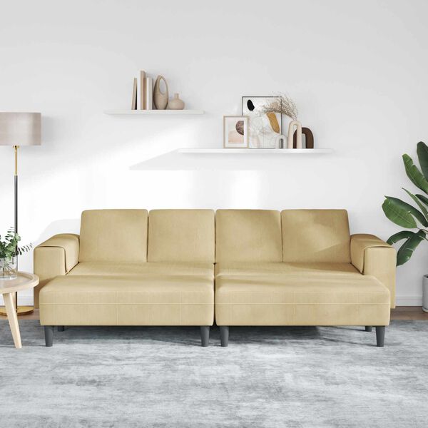 vidaXL Sofa mit Kissen Grau-Gr&uuml;n 250 x 188 x 76 cm Cordstoff