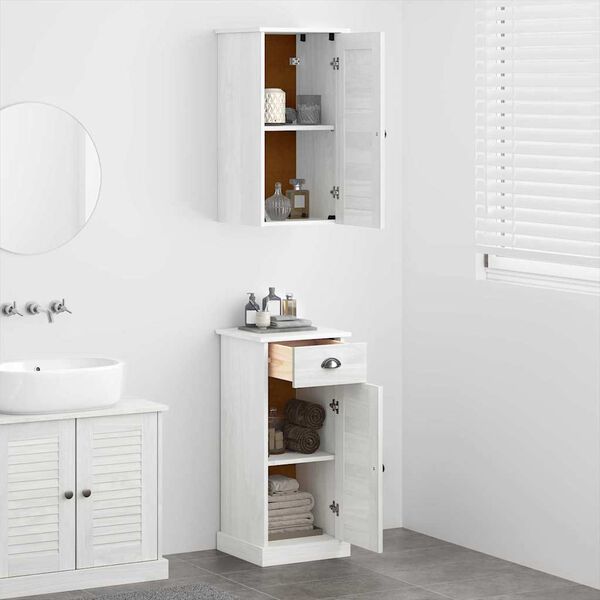 vidaXL Badezimmerm&ouml;bel Set VIGO 2 pcs Braun und Wei&szlig; 37 x 34 x 80 cm