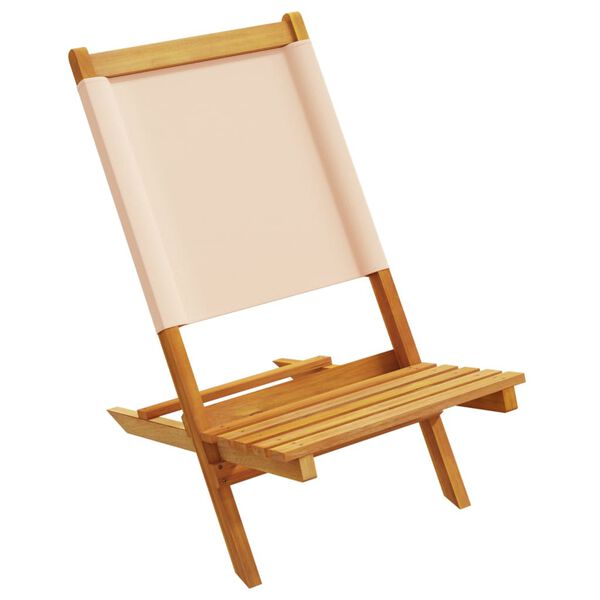 vidaXL Gartenst&uuml;hle 2 Stk. Beige Massivholz Akazie & Stoff