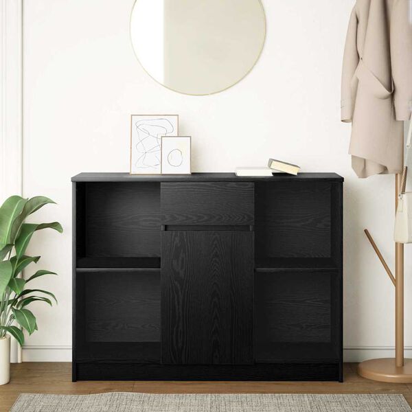 vidaXL Sideboard mit Schublade Schwarz Eichen-Optik 101x35x76 cm