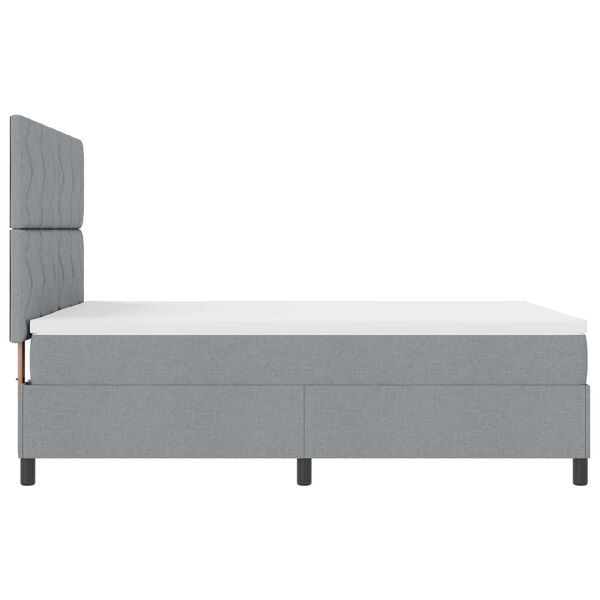 vidaXL Boxspringbett mit Matratze mit LED Hellgrau 160 x 200 cm Stoff