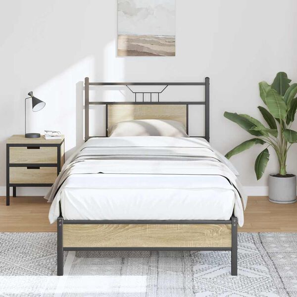 vidaXL Bettgestell ohne Matratze Sonoma-Eiche 90x200 cm Holzwerkstoff