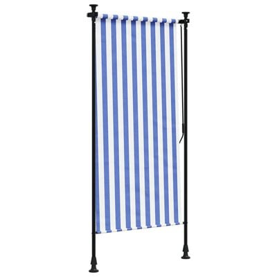 vidaXL Außenrollo Blau und Weiß 100x270 cm Stoff und Stahl