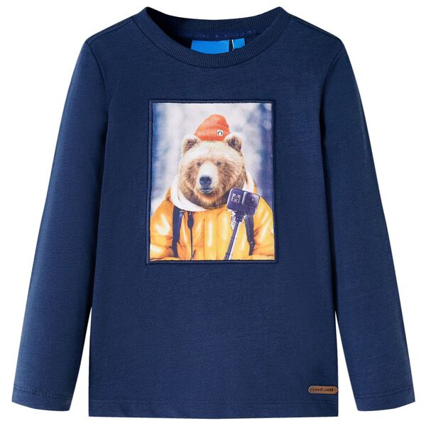 Kinder-Langarmshirt Marineblau Melange 128