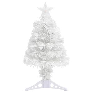 vidaXL K&uuml;nstlicher Weihnachtsbaum mit Beleuchtung Wei&szlig; 64 cm Glasfaser