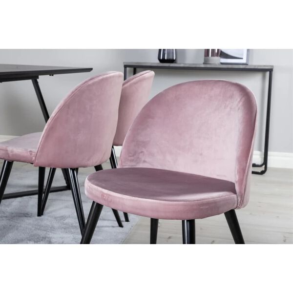 Venture Home Esszimmerst&uuml;hle 2 Stk. Velvet Samt Schwarz und Altrosa
