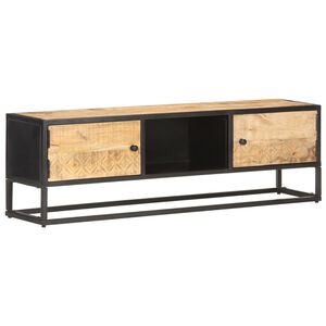 vidaXL TV-Schrank mit Geschnitzter T&uuml;r 130x30x40 cm Raues Mangoholz