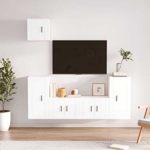 vidaXL 5-tlg. TV-Schrank-Set Wei&szlig; Holzwerkstoff