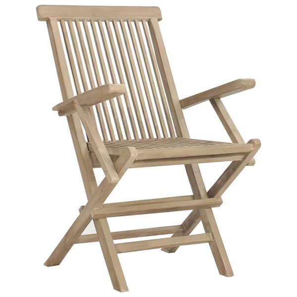 vidaXL Gartenstühle 8 Stk. Klappbar Grau 56x61x89 cm Massivholz Teak