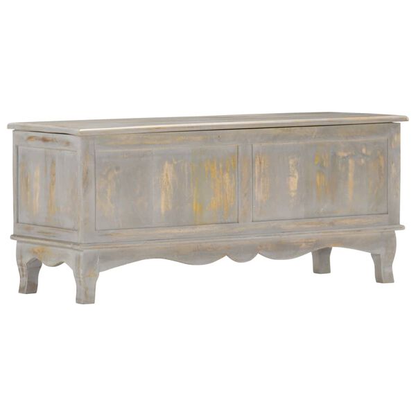vidaXL Aufbewahrungstruhe Grau 100 x 38 x 45 cm Massivholz Mango
