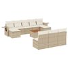 vidaXL 11-tlg. Garten-Sofagarnitur mit Kissen Beige Poly Rattan