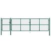 vidaXL Maschen-Gartentor Gr&uuml;n 500x125 cm Verzinkter Stahl