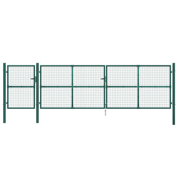 vidaXL Maschen-Gartentor Gr&uuml;n 500x125 cm Verzinkter Stahl