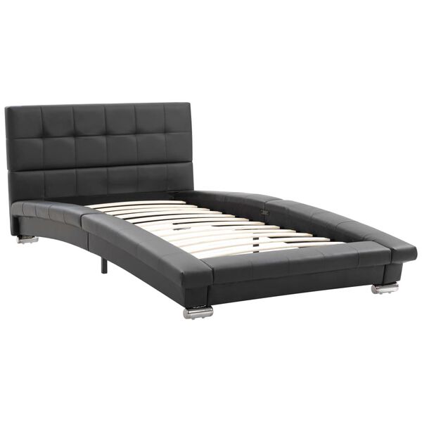 vidaXL Bettgestell Schwarz Kunstleder 200 x 90 cm