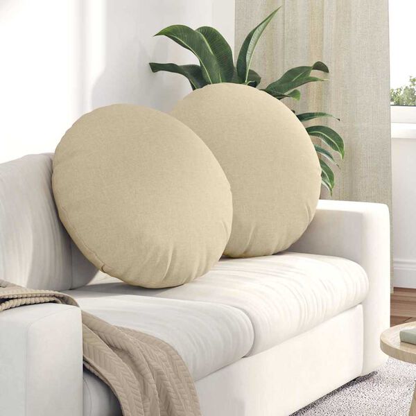 vidaXL Sitzkissen 2 pcs Creme &Oslash;60 x 21 cm Stoff