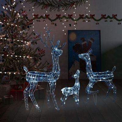 vidaXL LED-Rentier-Familie Weihnachtsdeko Acryl 300 LED Kaltweiß