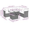 vidaXL 7-tlg. Garten-Sofagarnitur mit Kissen Schwarz Poly Rattan