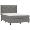 vidaXL Boxspringbett mit Matratze & LED Dunkelgrau 140x200 cm Stoff