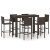 vidaXL 7-tlg. Garten-Bar-Set mit Armlehnen Poly Rattan Braun