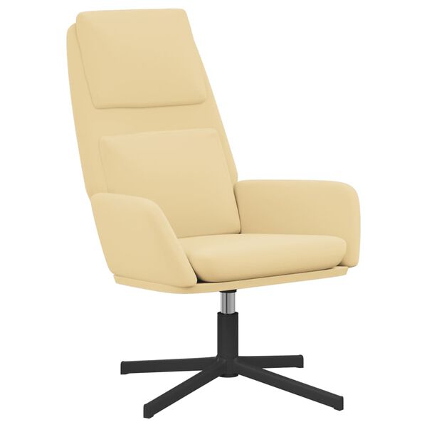 vidaXL Relaxsessel mit Hocker Cremewei&szlig; Samt