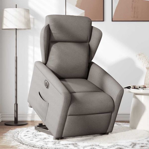 vidaXL Relaxsessel mit Aufstehhilfe Elektrisch Taupe Stoff
