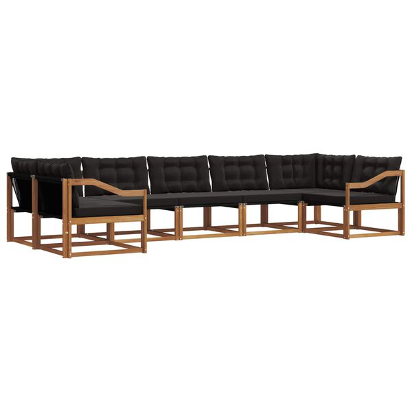 vidaXL Outdoor-Sofagarnitur mit Kissen 7 pcs Nat&uuml;rlich und Schwarz