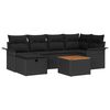 vidaXL Garten-Sofa-Set mit Kissen 7 pcs Schwarz Poly Rattan