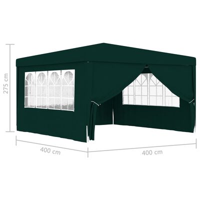 vidaXL Profi-Partyzelt mit Seitenwänden 4×4 m Grün 90 g/m²
