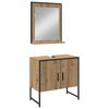 vidaXL Badezimmerm&ouml;bel-Set mit Regal mit T&uuml;r 3 pcs Braun Holzwerkstoff
