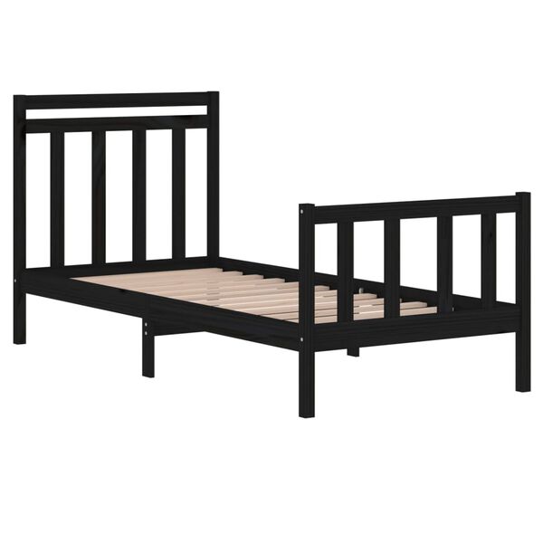 vidaXL Massivholzbett Schwarz 75x190 cm