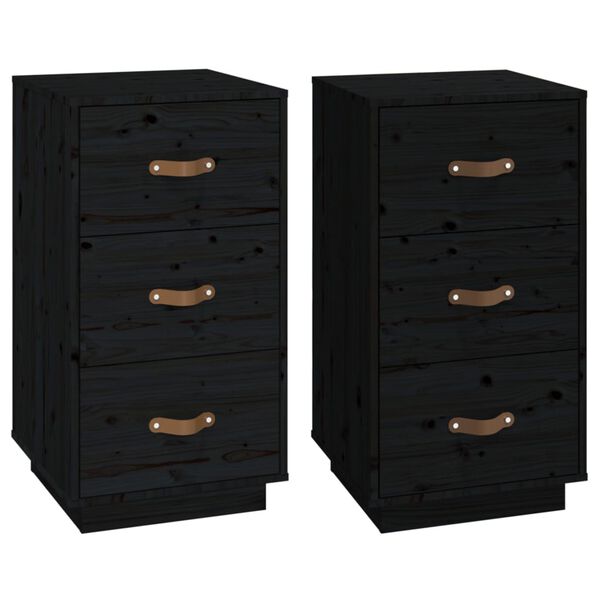 &nbsp;vidaXL Nachttische 2 Stk. Schwarz 40x40x75 cm Massivholz Kiefer