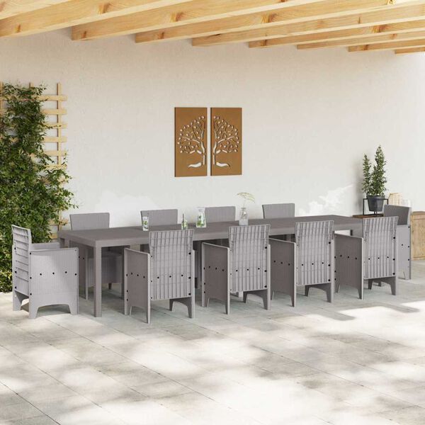 vidaXL Gartentisch Hellgrau 350 x 100 x 74 cm Poly-Rattan