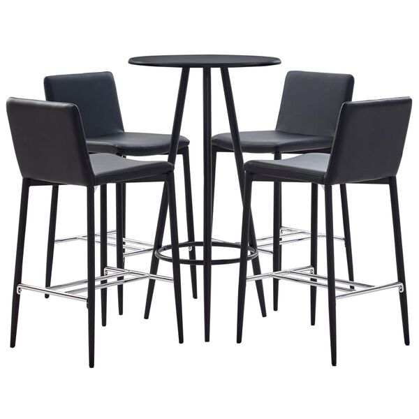 vidaXL 5-tlg. Bar-Set Kunstleder Schwarz