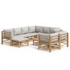 vidaXL 10-tlg. Garten-Lounge-Set mit Hellgrauen Kissen Bambus