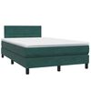 vidaXL Boxspringbett mit Matratze & LED Dunkelgr&uuml;n 120x220 cm Samt