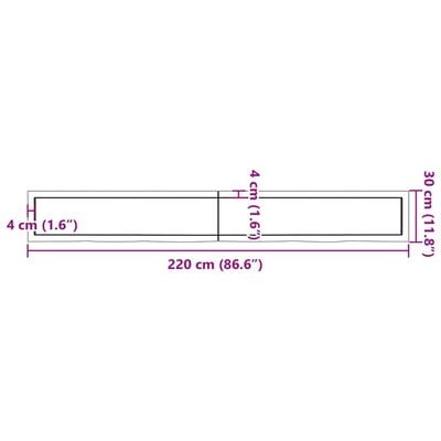 vidaXL Waschtischplatte Dunkelbraun 220x30x(2-6)cm Massivholz