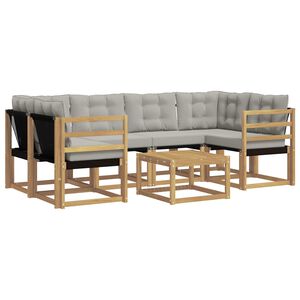 vidaXL Outdoor-Sofagarnitur 7 Stk. Wei&szlig; und Hellgrau