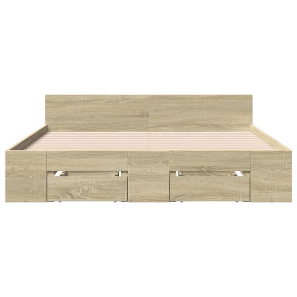 vidaXL Bettgestell mit Schubladen Sonoma-Eiche 135x190cm Holzwerkstoff