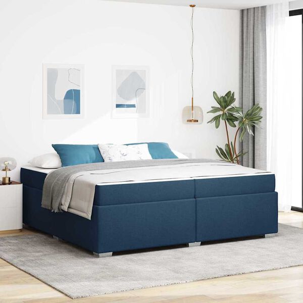 vidaXL Bettrahmen mit Matratze Blau 200 x 200 cm Stoff