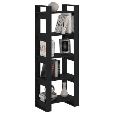 vidaXL Bücherregal/Raumteiler Schwarz 60x35x160 cm Massivholz