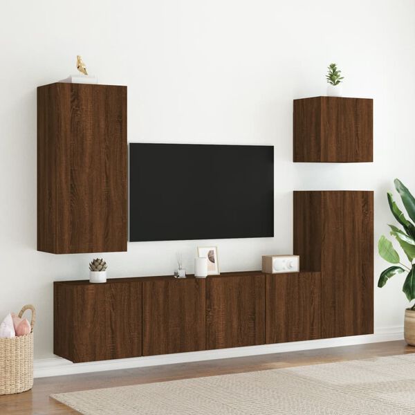 vidaXL TV-Wandschrank Braun Eiche-Optik 40,5x30x90 cm Holzwerkstoff